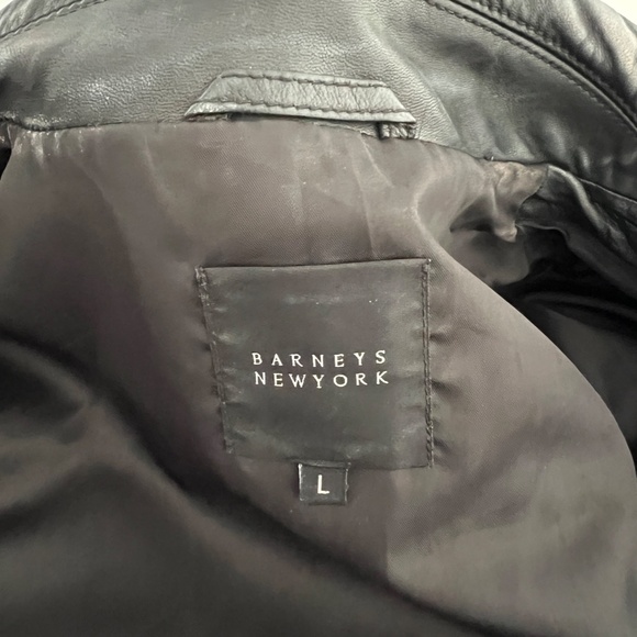 Barneys Black Leather Cropped Biker Jacket Peplum Large - Picture 9 of 10